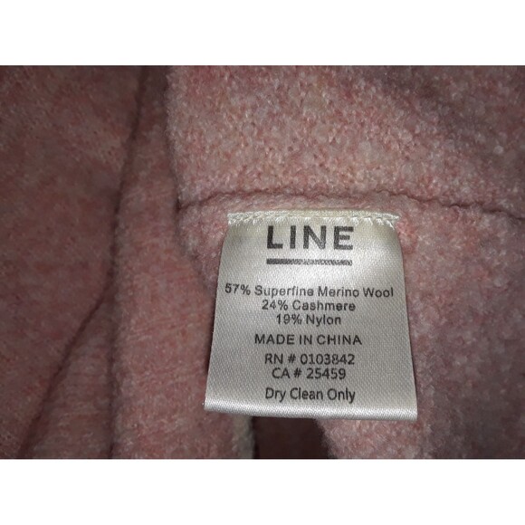 Line Women's Over-Sized Small Sweater Cashmere Blend Cropped V-Neck Pink Cream - Picture 8 of 9